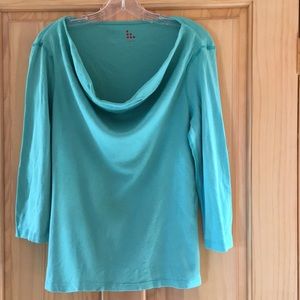 Three Dots Drape Front Tee